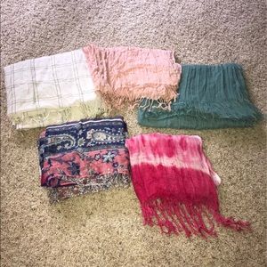 5 Scarves LOT/BUNDLE/SET